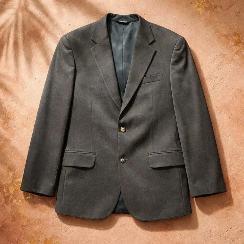 Jos A Bank Blazer Mens 38R Brown Wool Check Sport Coat Jacket 2 Button Executive